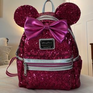 Loungefly Disney Parks Sequin Back Pack Imagination Pink